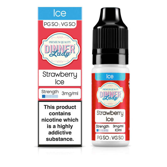 Dinner Lady 50/50 Range | Ice | Strawberry Ice | 10ml Single | Various Nicotine Strengths