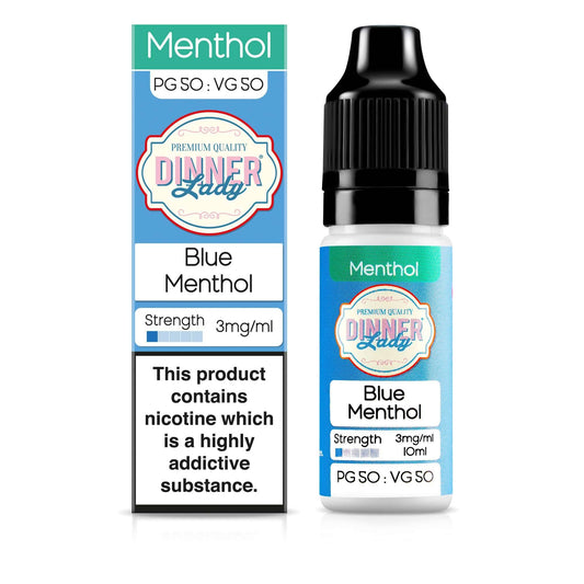Dinner Lady 50/50 Range | Menthol | Blue Menthol | 10ml Single | Various Nicotine Strengths