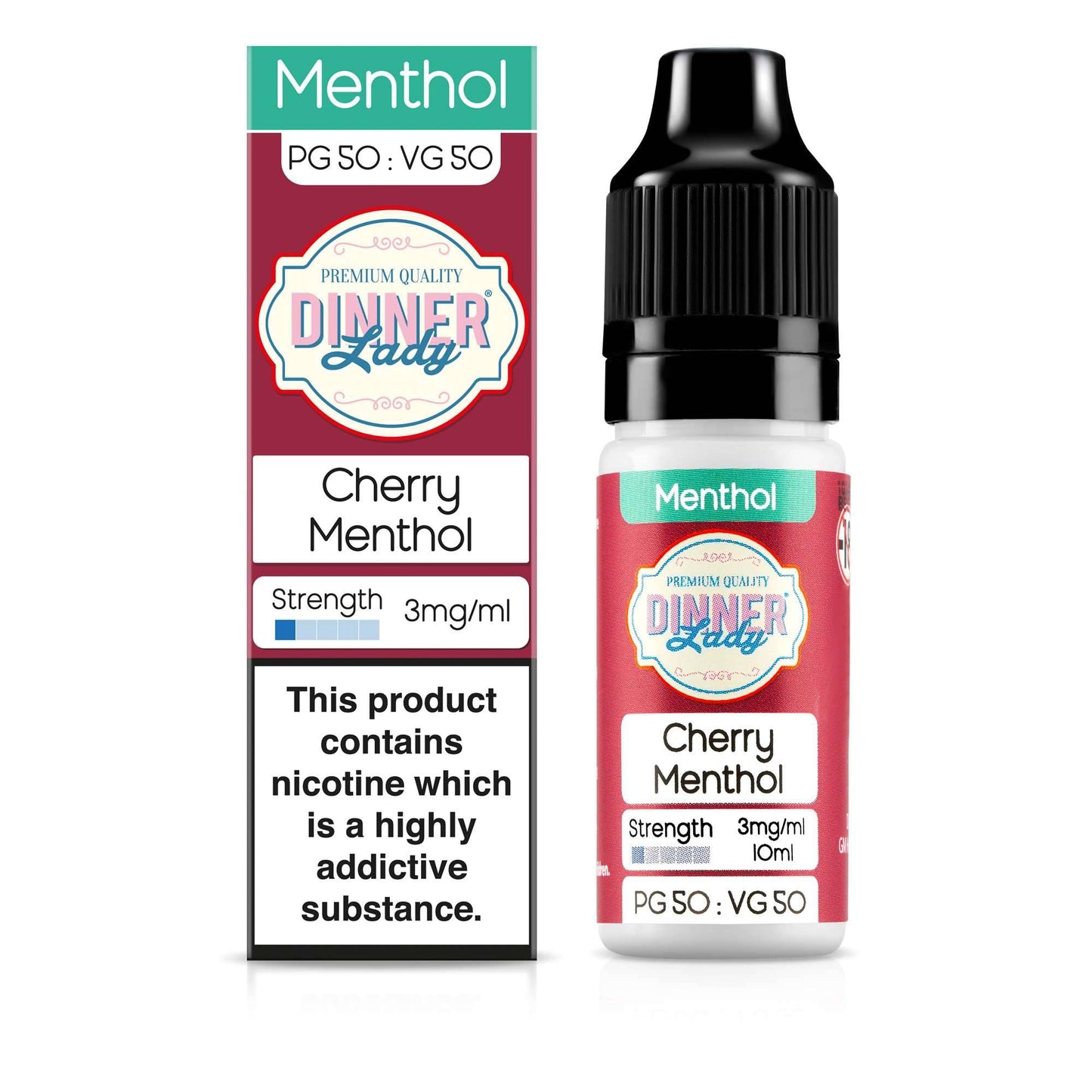 Dinner Lady 50/50 Range | Menthol | Cherry Menthol | 10ml Single | Various Nicotine Strengths
