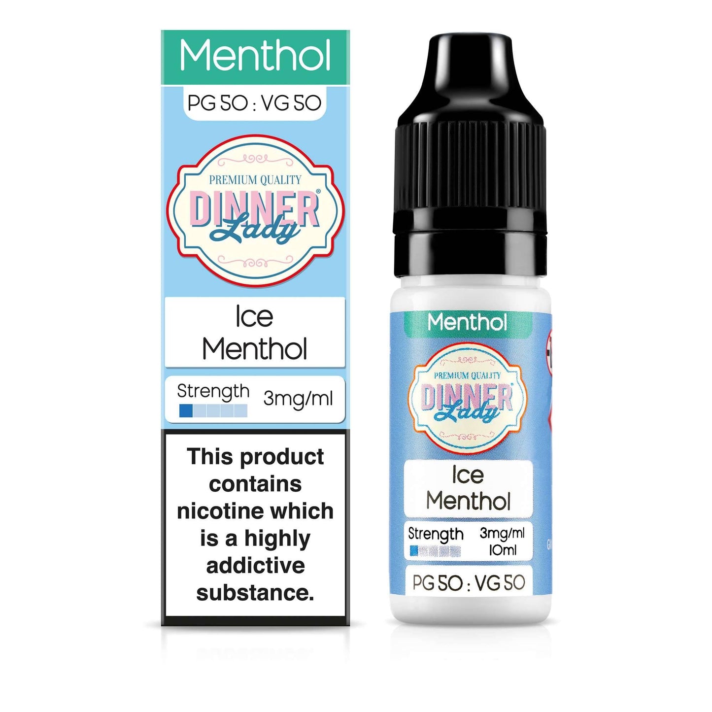 Dinner Lady 50/50 Range | Menthol | Ice Menthol | 10ml Single | Various Nicotine Strengths