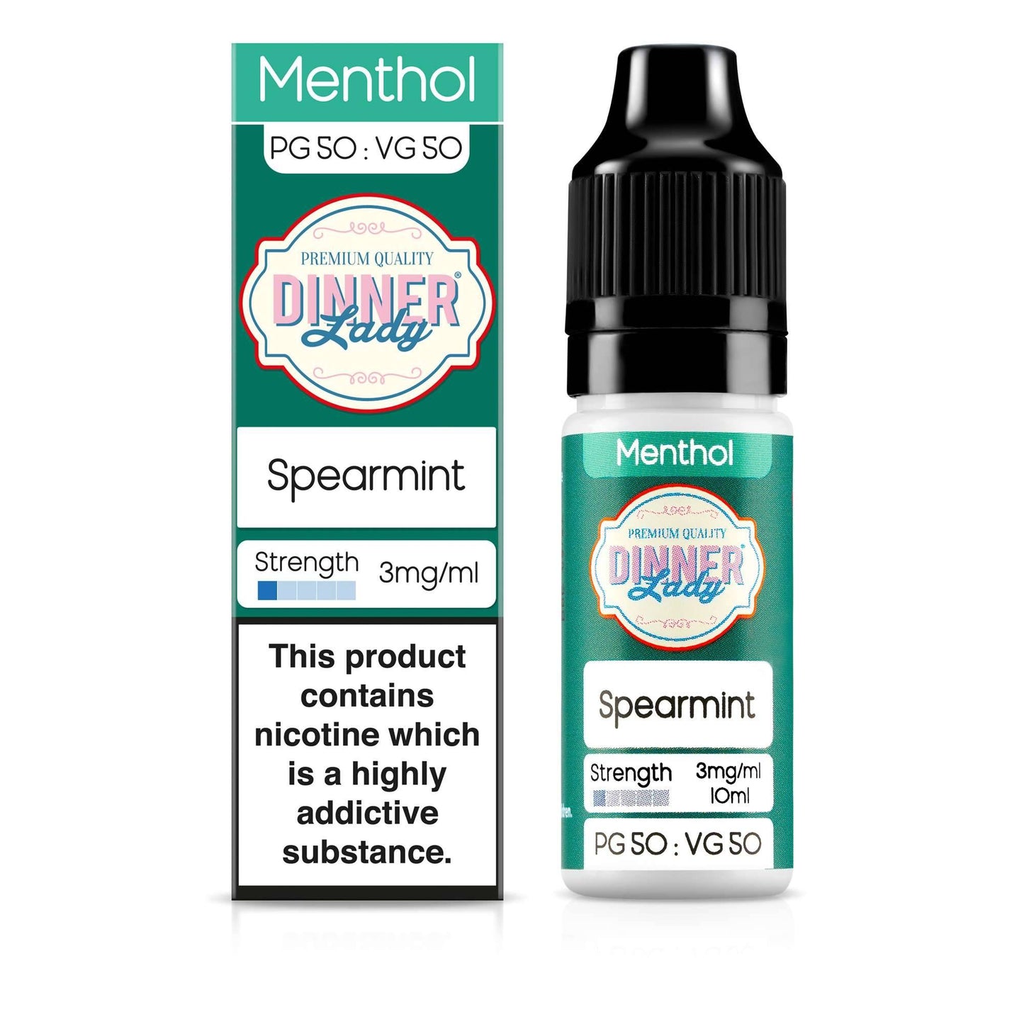 Dinner Lady 50/50 Range | Menthol | Spearmint | 10ml Single | Various Nicotine Strengths