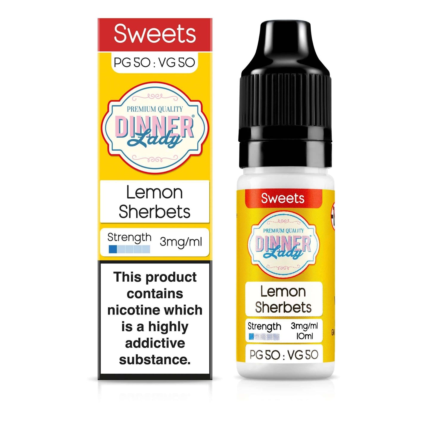 Dinner Lady 50/50 Range | Sweets | Lemon Sherbets | 10ml Single | Various Nicotine Strengths