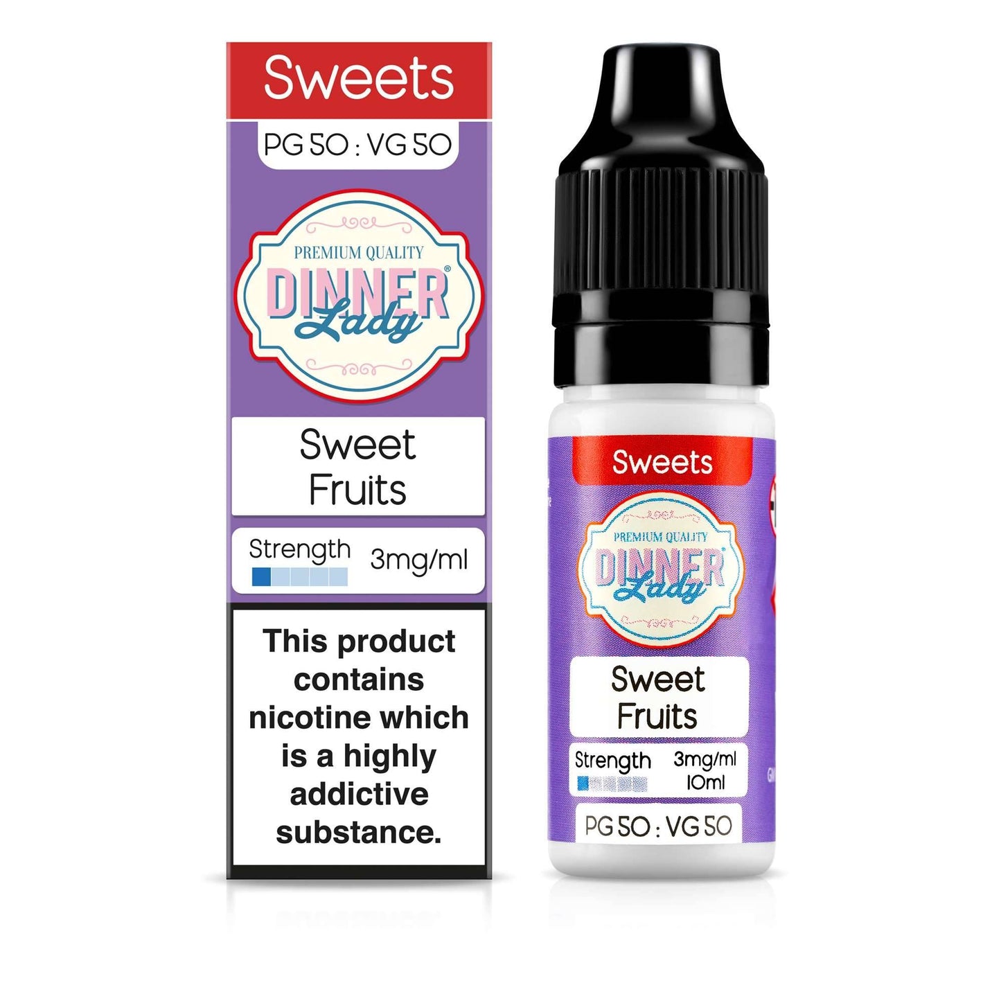 Dinner Lady 50/50 Range | Sweets | Sweet Fruits | 10ml Single | Various Nicotine Strengths