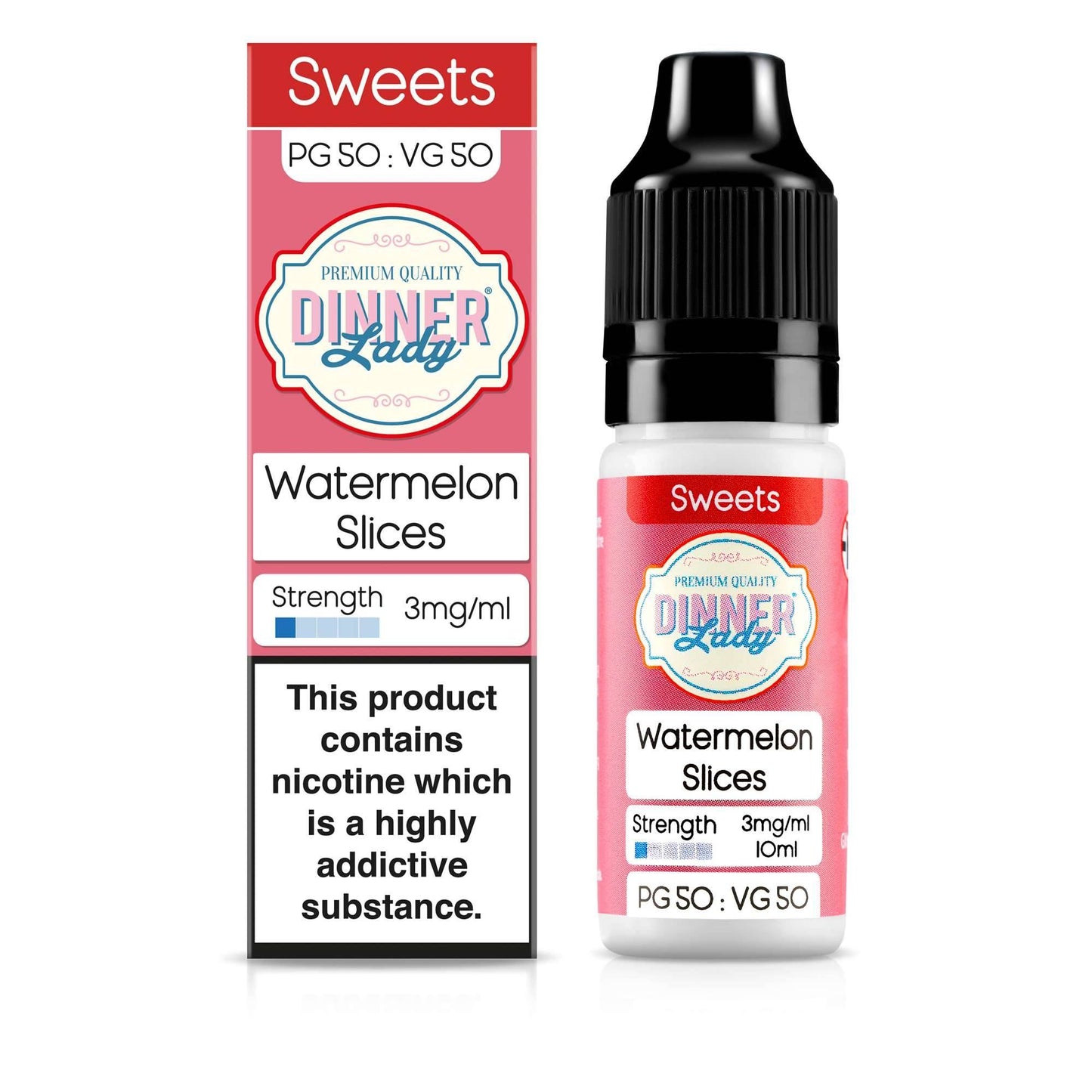 Dinner Lady 50/50 Range | Sweets | Watermelon Slices | 10ml Single | Various Nicotine Strengths