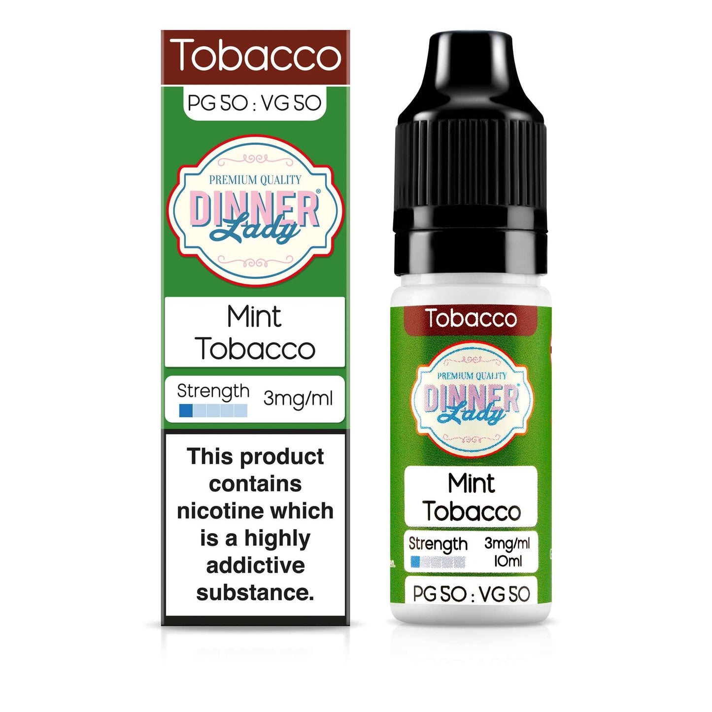 Dinner Lady 50/50 Range | Tobacco | Mint Tobacco | 10ml Single | Various Nicotine Strengths