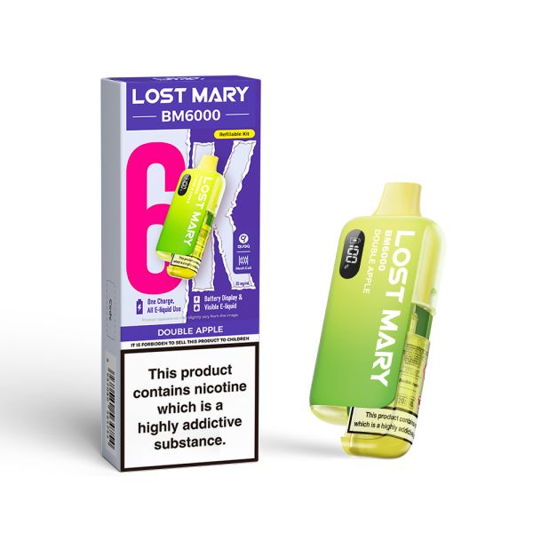 Lost Mary | BM6000 Pre-Filled Pod Vape Kit (Refillable Edition) | 1000mAh | 2ml + 10ml Design | 20mg Nicotine Salts | Various Flavours