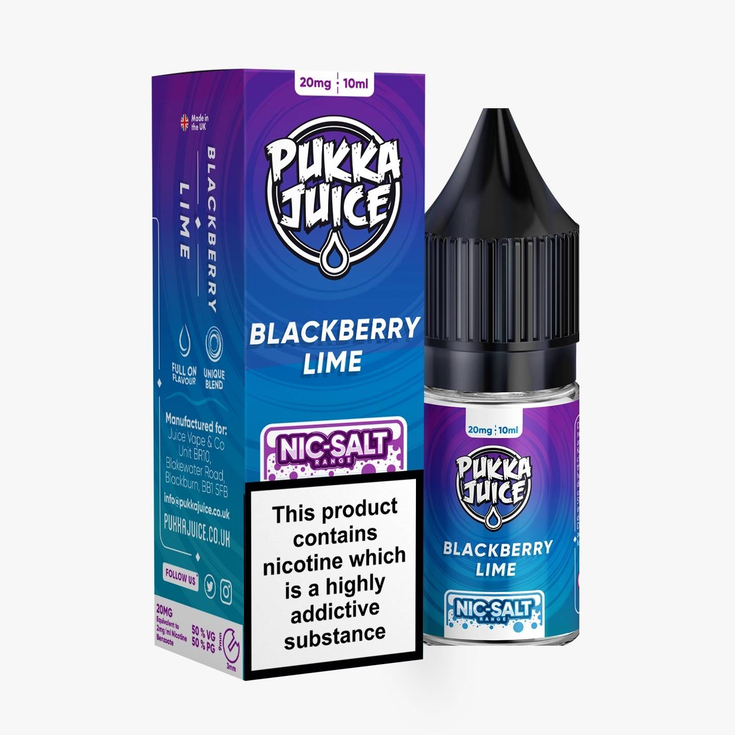 Pukka Juice Nicotine Salts | BLACKBERRY LIME | 10ml | 10mg / 20mg Nic Salt - IFANCYONE WHOLESALE