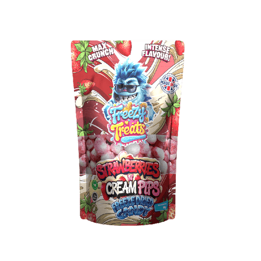 Freezy Treats | Freeze Dried Candy Sweets | 1 x Single Bag | STRAWBERRY CREAM PIPS