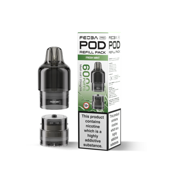 FEOBA | 6000 PRO Replacement Refill Pods | 2ml + 10ml Design | 20mg Nicotine Salts | Various Flavours