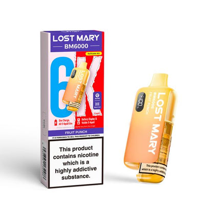 Lost Mary | BM6000 Pre-Filled Pod Vape Kit (Refillable Edition) | 1000mAh | 2ml + 10ml Design | 20mg Nicotine Salts | Various Flavours