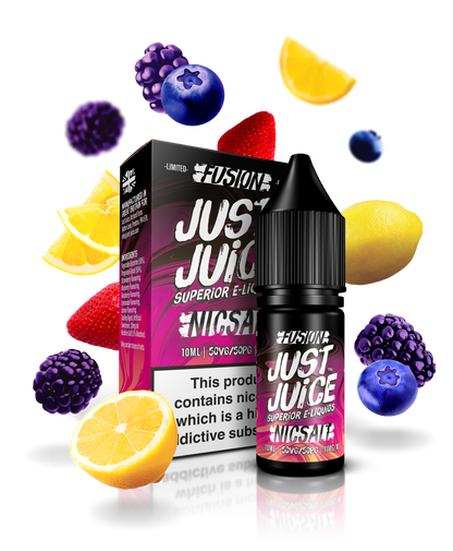 Just Juice Nic Salts | Fusions Berry Burst & Lemonade | 10ml Single | 5mg / 11mg / 20mg Nicotine Salt