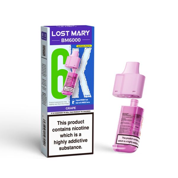 Lost Mary | BM6000 Replacement Refill Edition Single Pod | 2ml + 10ml Design | 20mg Nicotine Salts | Various Flavours