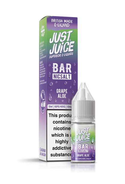 Just Juice Bar Range Nicotine Salts | 10ml Disposable Flavours | GRAPE ALOE | 5mg / 10mg / 20mg Nic Salt - IFANCYONE WHOLESALE