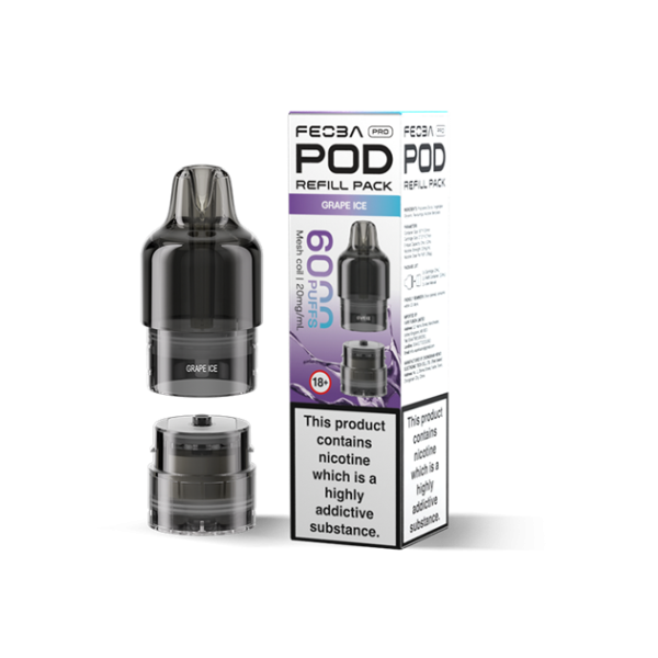 FEOBA | 6000 PRO Replacement Refill Pods | 2ml + 10ml Design | 20mg Nicotine Salts | Various Flavours