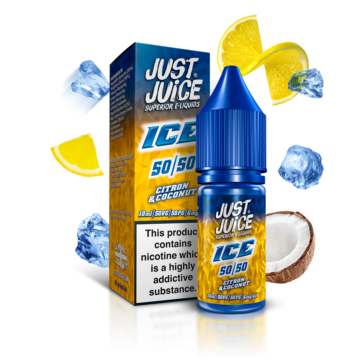 Just Juice ICE 50:50 | Citron & Coconut | 10ml Single | Various Nicotine Strengths - IFANCYONE WHOLESALE