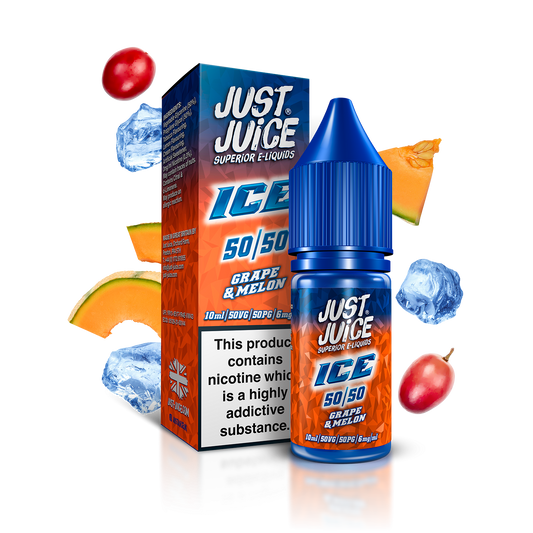 Just Juice ICE 50:50 | Grape & Melon | 10ml Single | Various Nicotine Strengths - IFANCYONE WHOLESALE