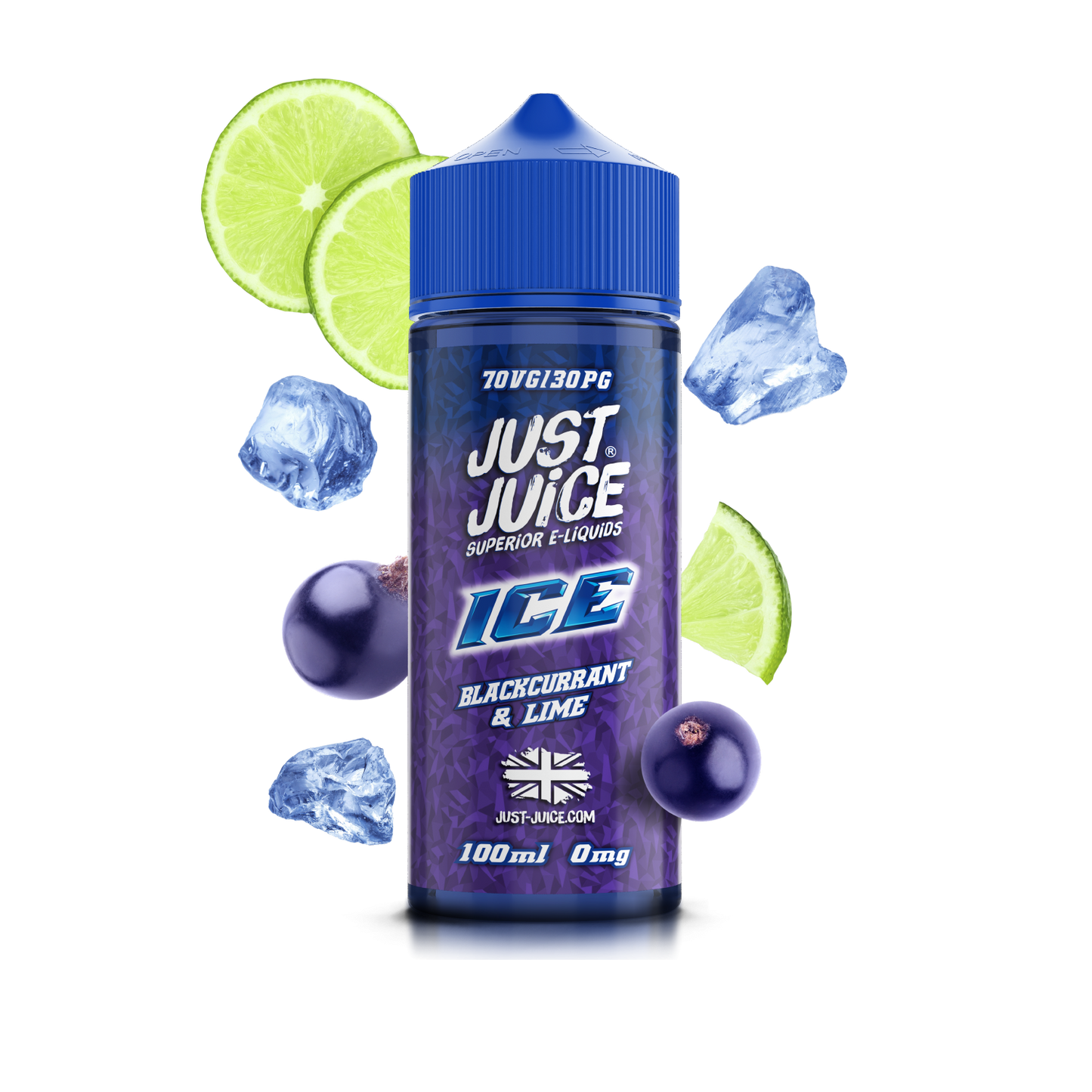 Just Juice | 100ml Shortfill Range | ICE | BLACKCURRANT & LIME | 0mg - IFANCYONE WHOLESALE