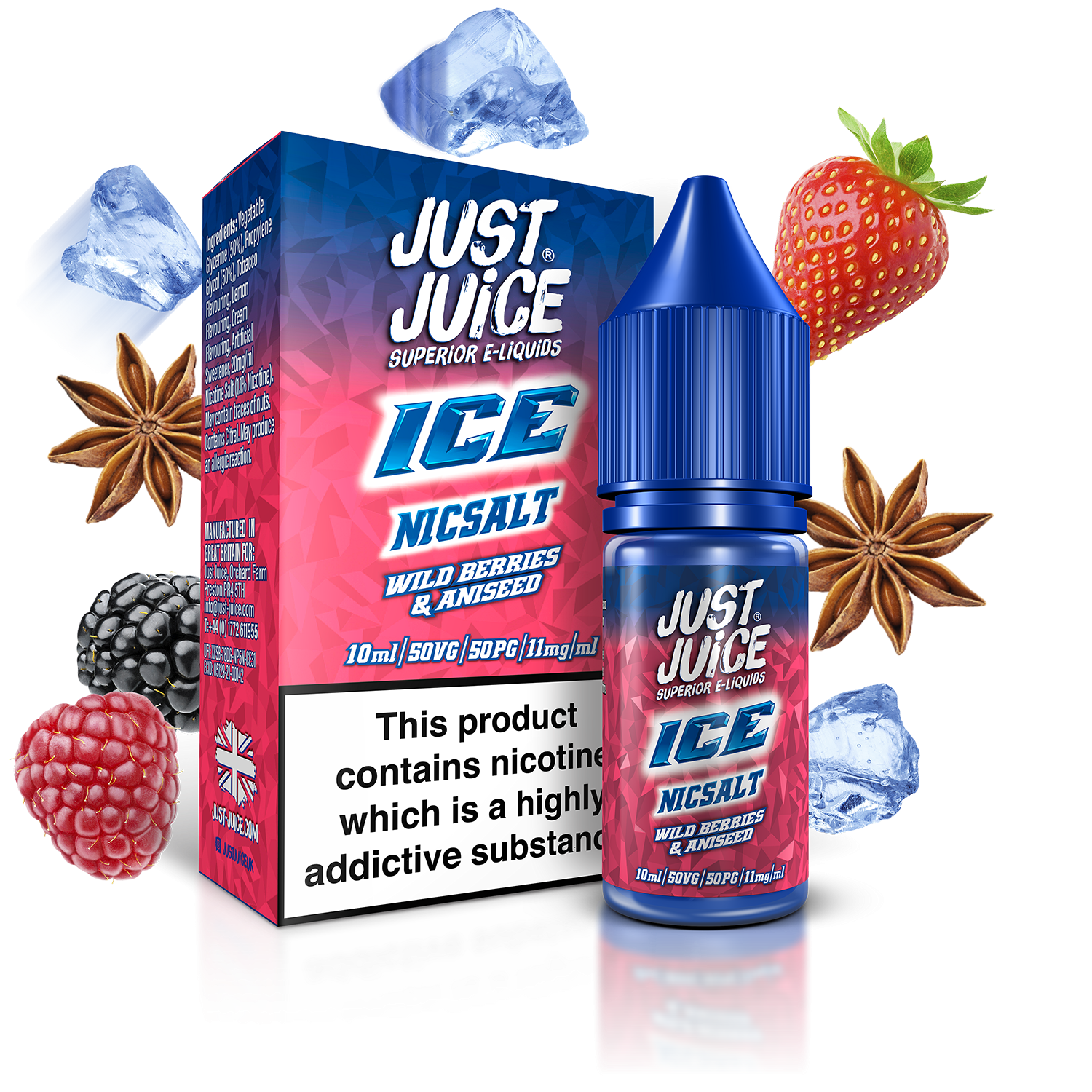 Just Juice ICE Nic Salts | Blackcurrant & Lime | 10ml Single | Various Nicotine Salt Strengths - IFANCYONE WHOLESALE