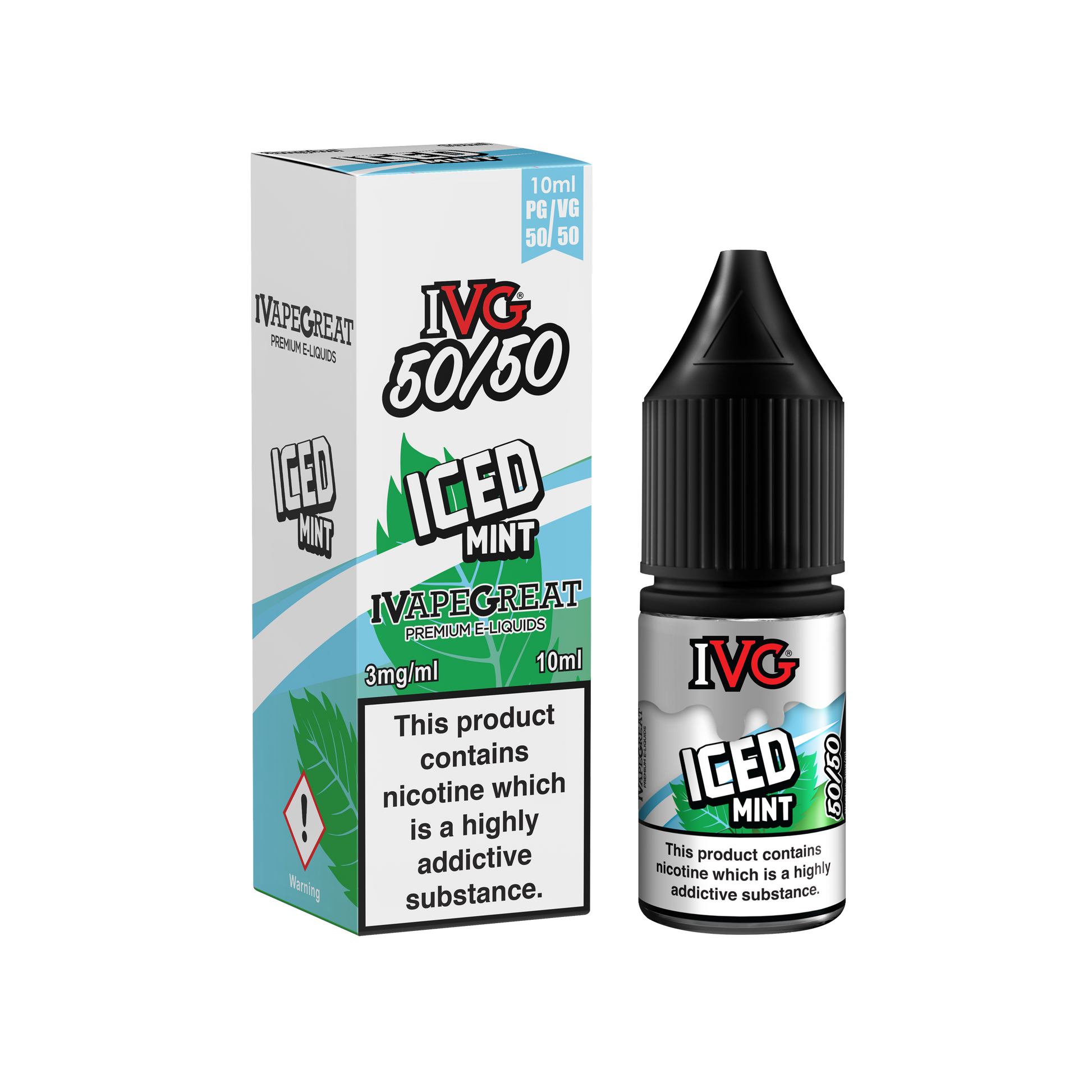 I VG 50/50 E-Liquids - ICED MINT - 10ml Single - Various Nicotine Strengths - IFANCYONE WHOLESALE