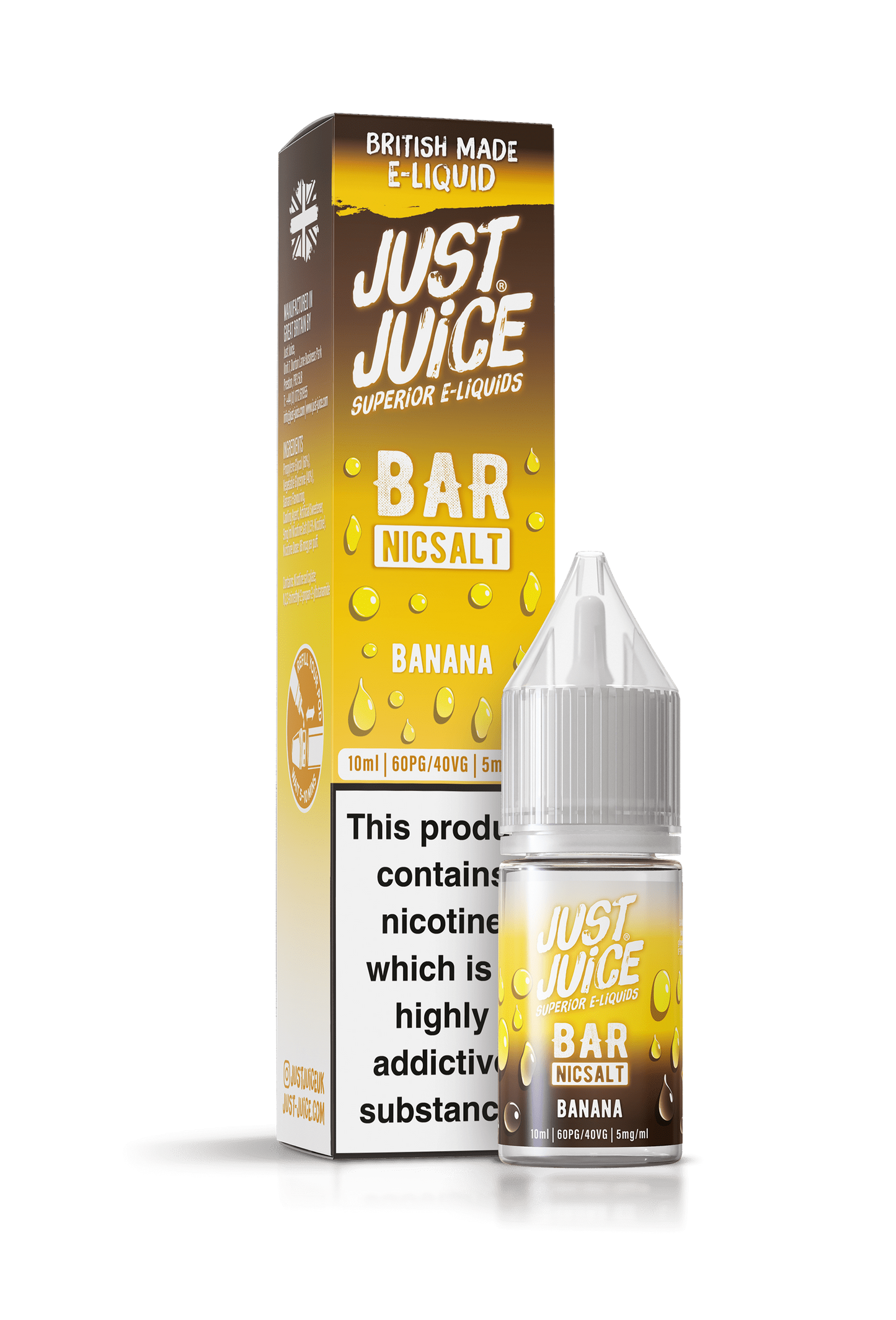 Just Juice Bar Range Nicotine Salts | 10ml Disposable Flavours | BANANA | 5mg / 10mg / 20mg Nic Salt - IFANCYONE WHOLESALE