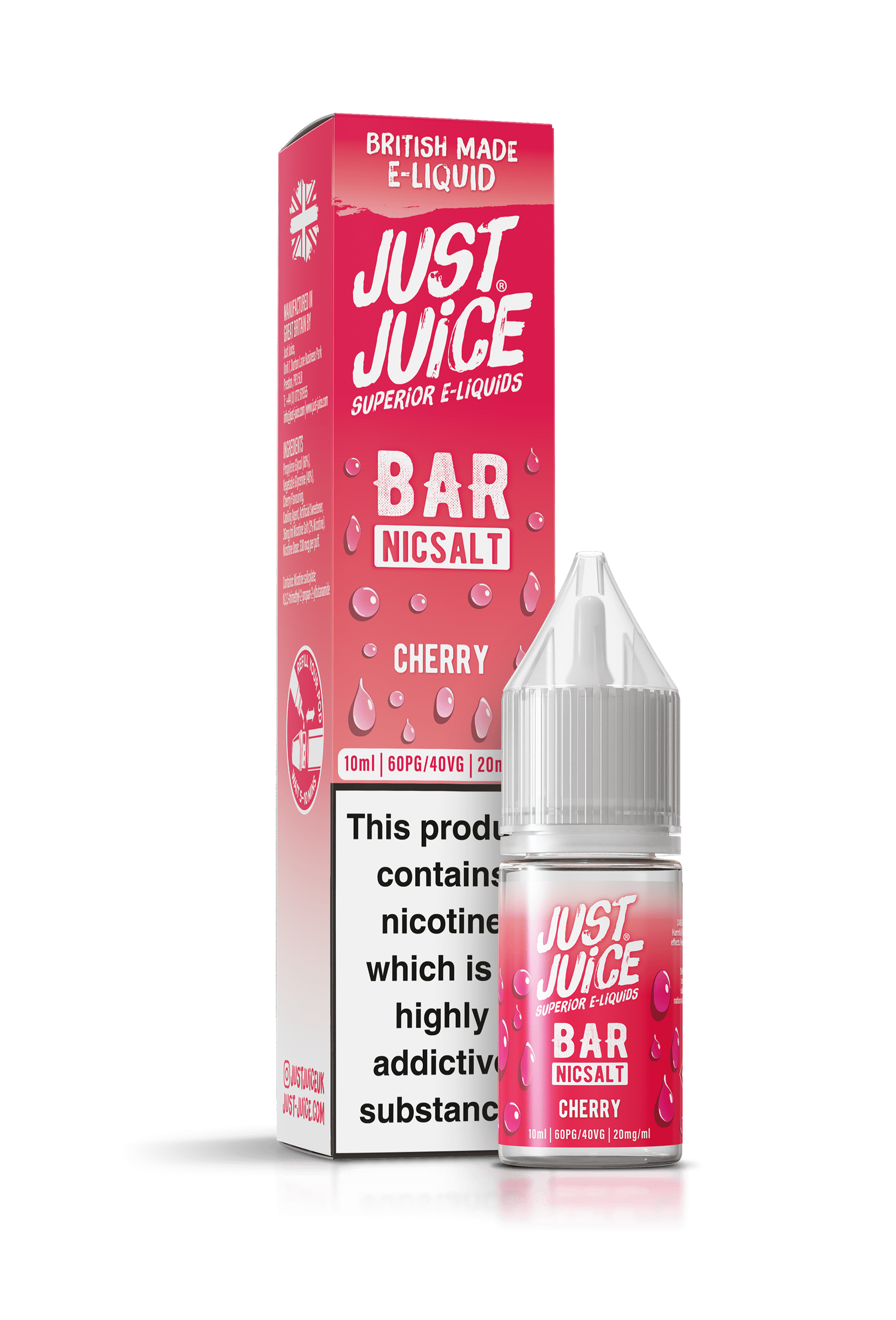 Just Juice Bar Range Nicotine Salts | 10ml Disposable Flavours | CHERRY | 5mg / 10mg / 20mg Nic Salt - IFANCYONE WHOLESALE