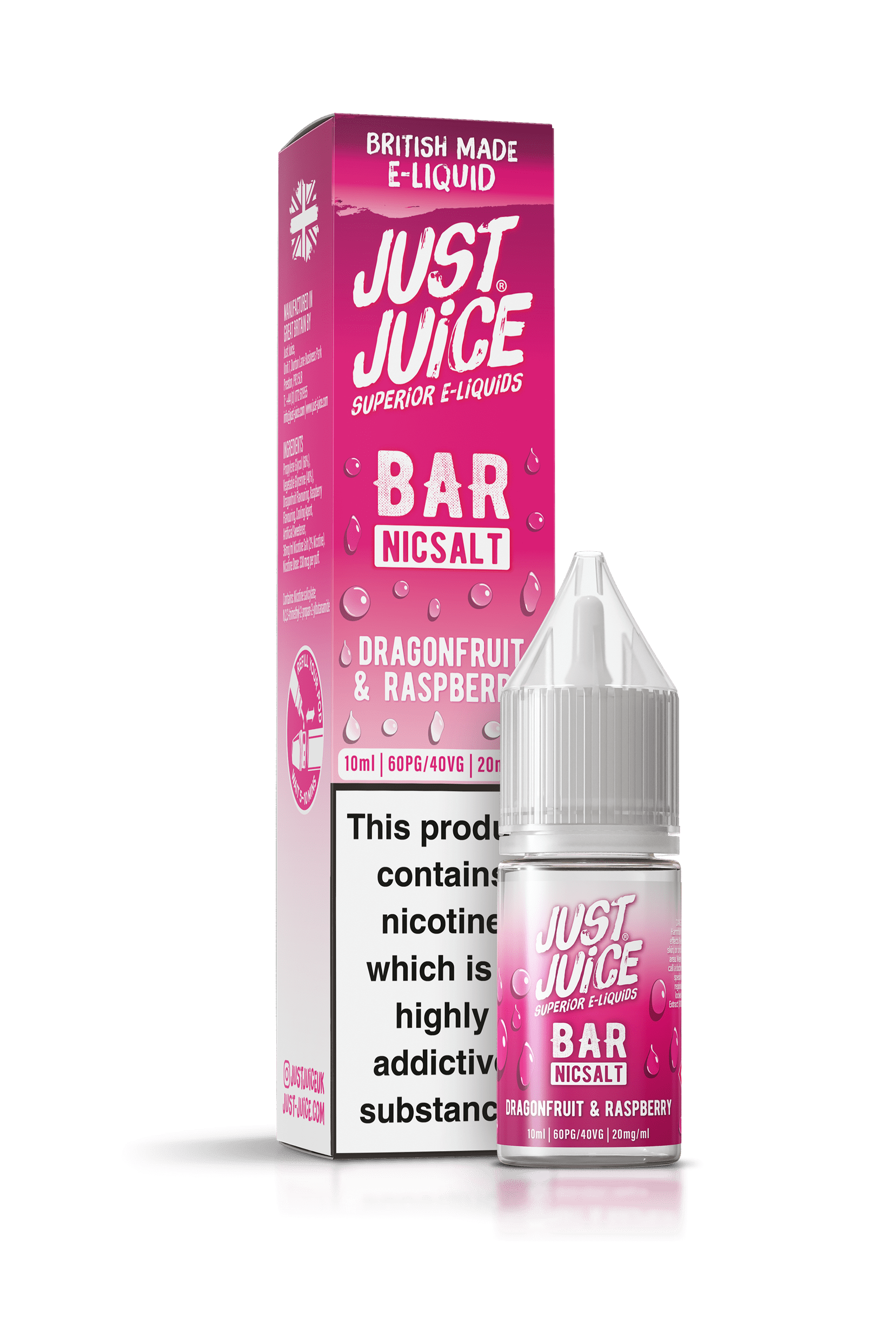 Just Juice Bar Range Nicotine Salts | 10ml Disposable Flavours | DRAGON FRUIT & RASPBERRY | 5mg / 10mg / 20mg Nic Salt - IFANCYONE WHOLESALE