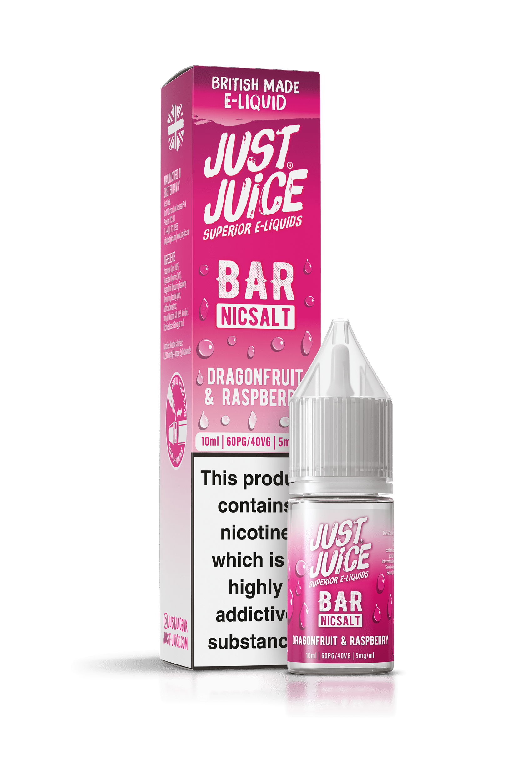 Just Juice Bar Range Nicotine Salts | 10ml Disposable Flavours | DRAGON FRUIT & RASPBERRY | 5mg / 10mg / 20mg Nic Salt - IFANCYONE WHOLESALE