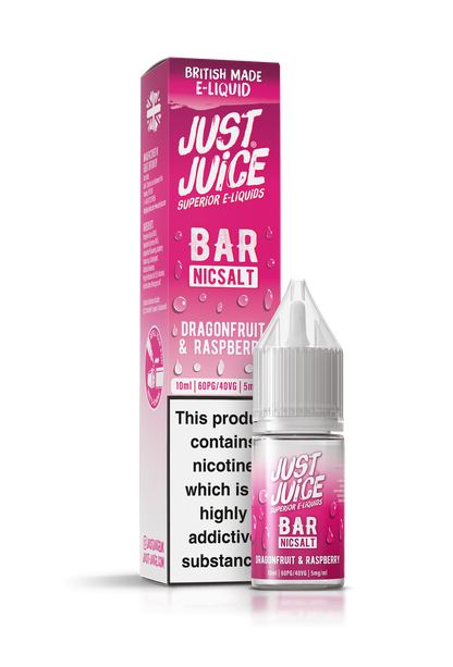 Just Juice Bar Range Nicotine Salts | 10ml Disposable Flavours | DRAGON FRUIT & RASPBERRY | 5mg / 10mg / 20mg Nic Salt - IFANCYONE WHOLESALE