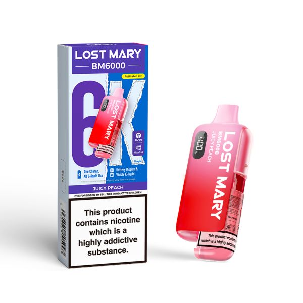 Lost Mary | BM6000 Pre-Filled Pod Vape Kit (Refillable Edition) | 1000mAh | 2ml + 10ml Design | 20mg Nicotine Salts | Various Flavours
