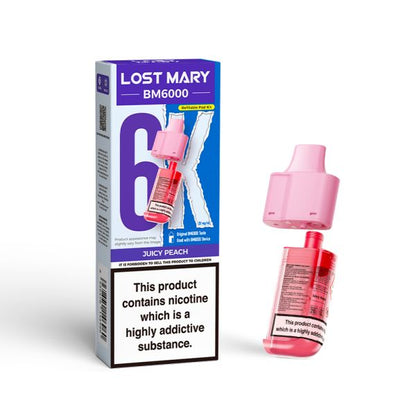 Lost Mary | BM6000 Replacement Refill Edition Single Pod | 2ml + 10ml Design | 20mg Nicotine Salts | Various Flavours