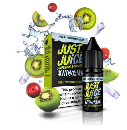 Just Juice Nic Salts | Kiwi & Cranberry On Ice | 10ml Single | 5mg / 11mg / 20mg Nicotine Salt - IFANCYONE WHOLESALE