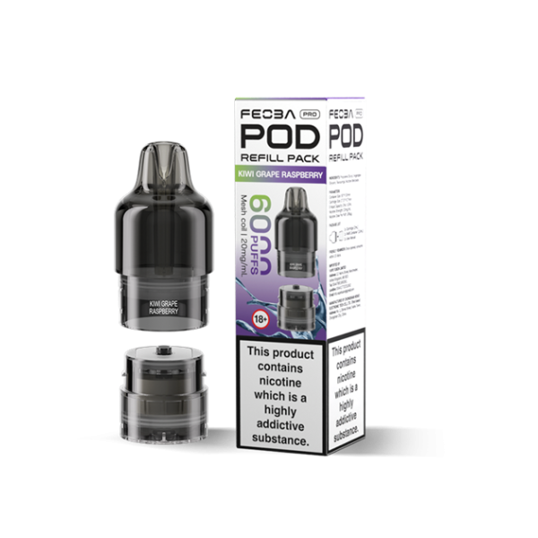 FEOBA | 6000 PRO Replacement Refill Pods | 2ml + 10ml Design | 20mg Nicotine Salts | Various Flavours