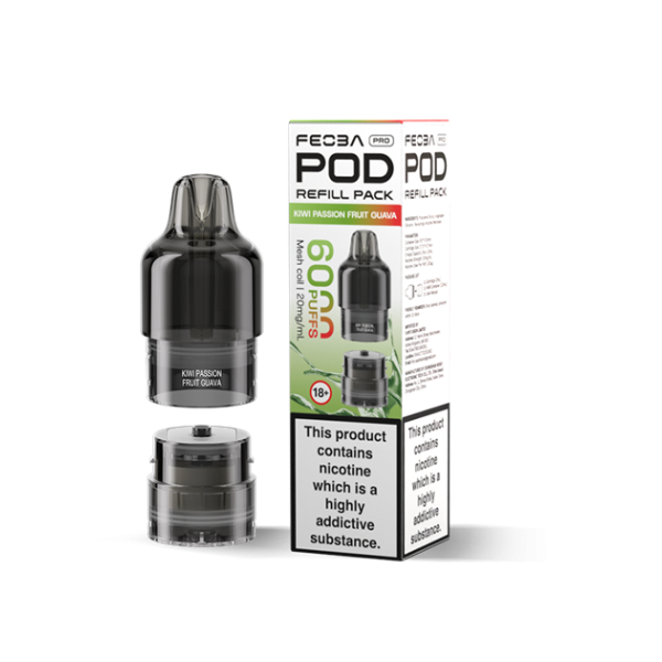 FEOBA | 6000 PRO Replacement Refill Pods | 2ml + 10ml Design | 20mg Nicotine Salts | Various Flavours