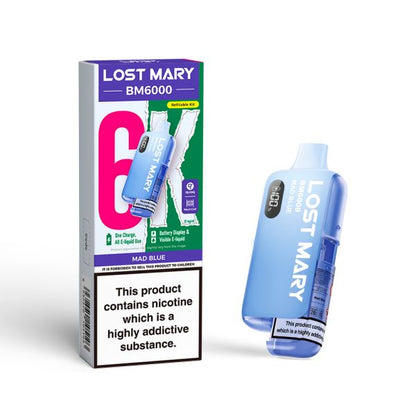 Lost Mary | BM6000 Pre-Filled Pod Vape Kit (Refillable Edition) | 1000mAh | 2ml + 10ml Design | 20mg Nicotine Salts | Various Flavours