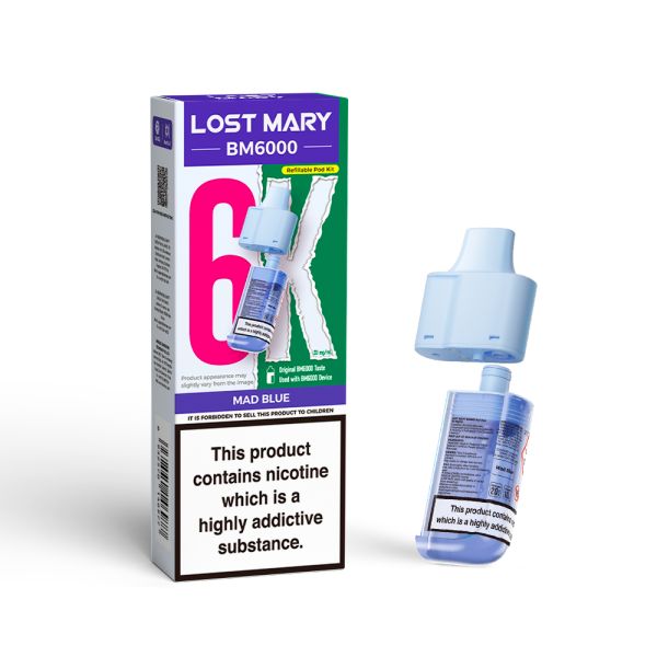 Lost Mary | BM6000 Replacement Refill Edition Single Pod | 2ml + 10ml Design | 20mg Nicotine Salts | Various Flavours