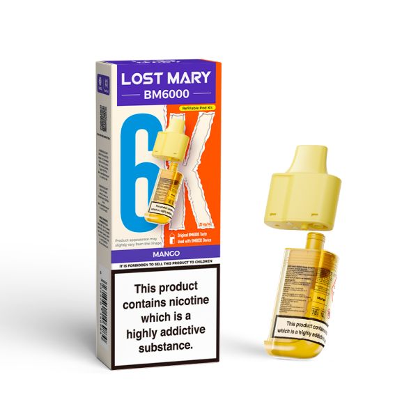 Lost Mary | BM6000 Replacement Refill Edition Single Pod | 2ml + 10ml Design | 20mg Nicotine Salts | Various Flavours