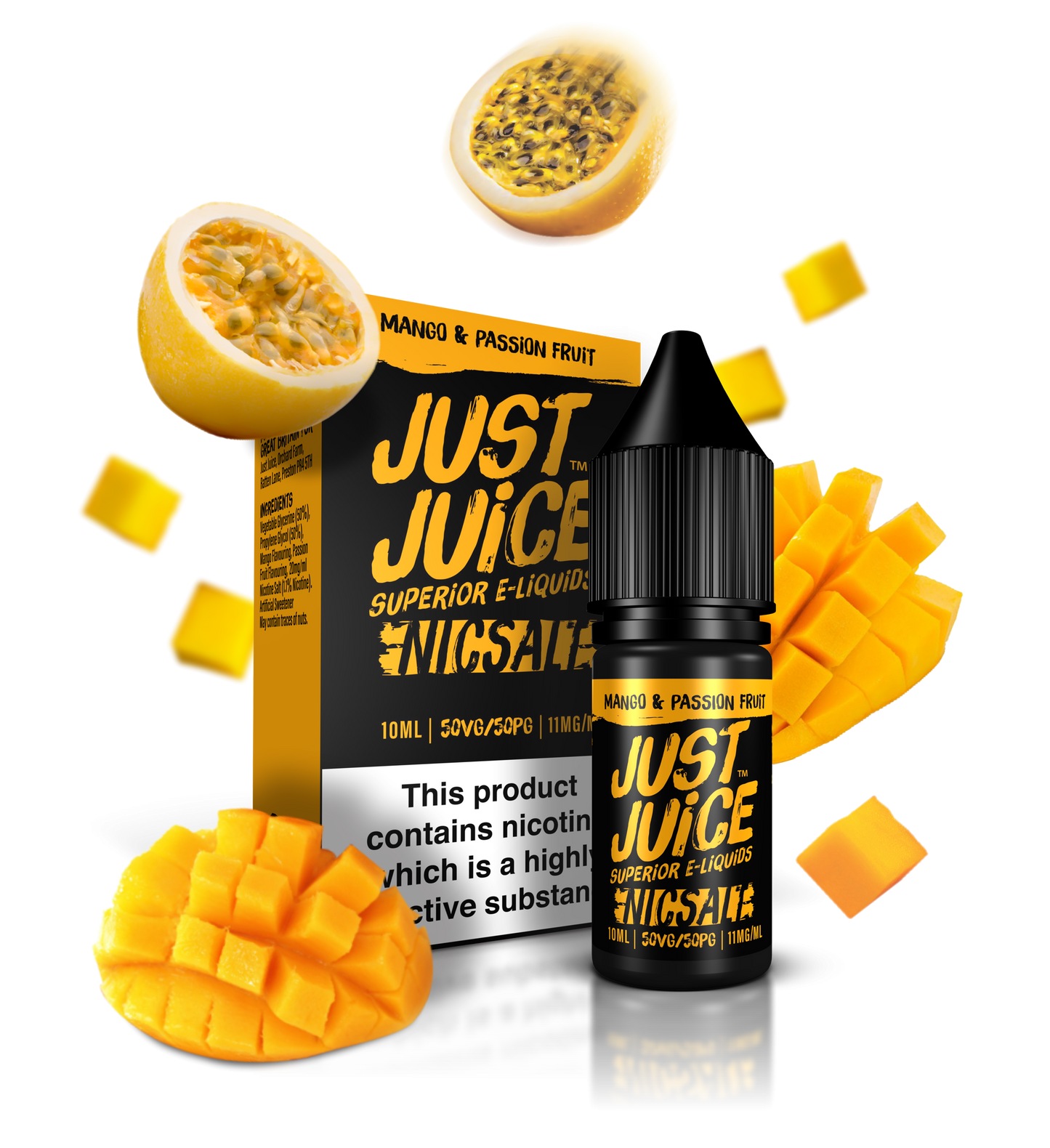 Just Juice Nic Salts | Mango & Passion Fruit | 10ml Single | 5mg / 11mg / 20mg Nicotine Salt