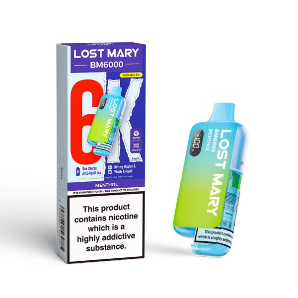 Lost Mary | BM6000 Pre-Filled Pod Vape Kit (Refillable Edition) | 1000mAh | 2ml + 10ml Design | 20mg Nicotine Salts | Various Flavours