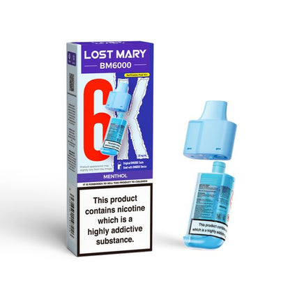 Lost Mary | BM6000 Replacement Refill Edition Single Pod | 2ml + 10ml Design | 20mg Nicotine Salts | Various Flavours