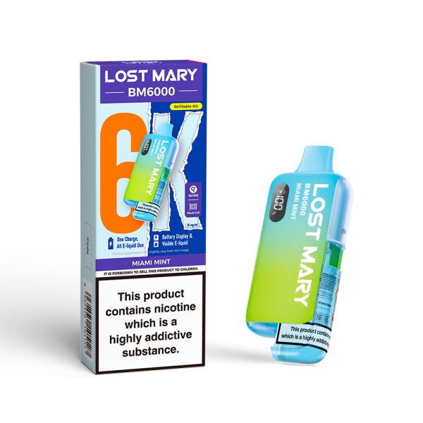 Lost Mary | BM6000 Pre-Filled Pod Vape Kit (Refillable Edition) | 1000mAh | 2ml + 10ml Design | 20mg Nicotine Salts | Various Flavours
