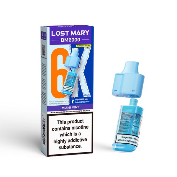 Lost Mary | BM6000 Replacement Refill Edition Single Pod | 2ml + 10ml Design | 20mg Nicotine Salts | Various Flavours