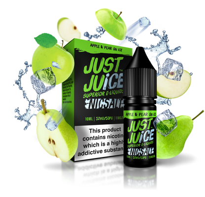 Just Juice Nic Salts | Apple & Pear on Ice | 10ml Single | 5mg / 11mg / 20mg Nicotine Salt