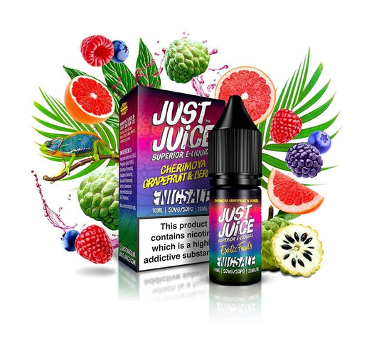 Just Juice Exotic Fruits Nic Salts | Cherimoya, Grapefruit & Berries | 10ml Single | 11mg / 20mg Nicotine Salt - IFANCYONE WHOLESALE