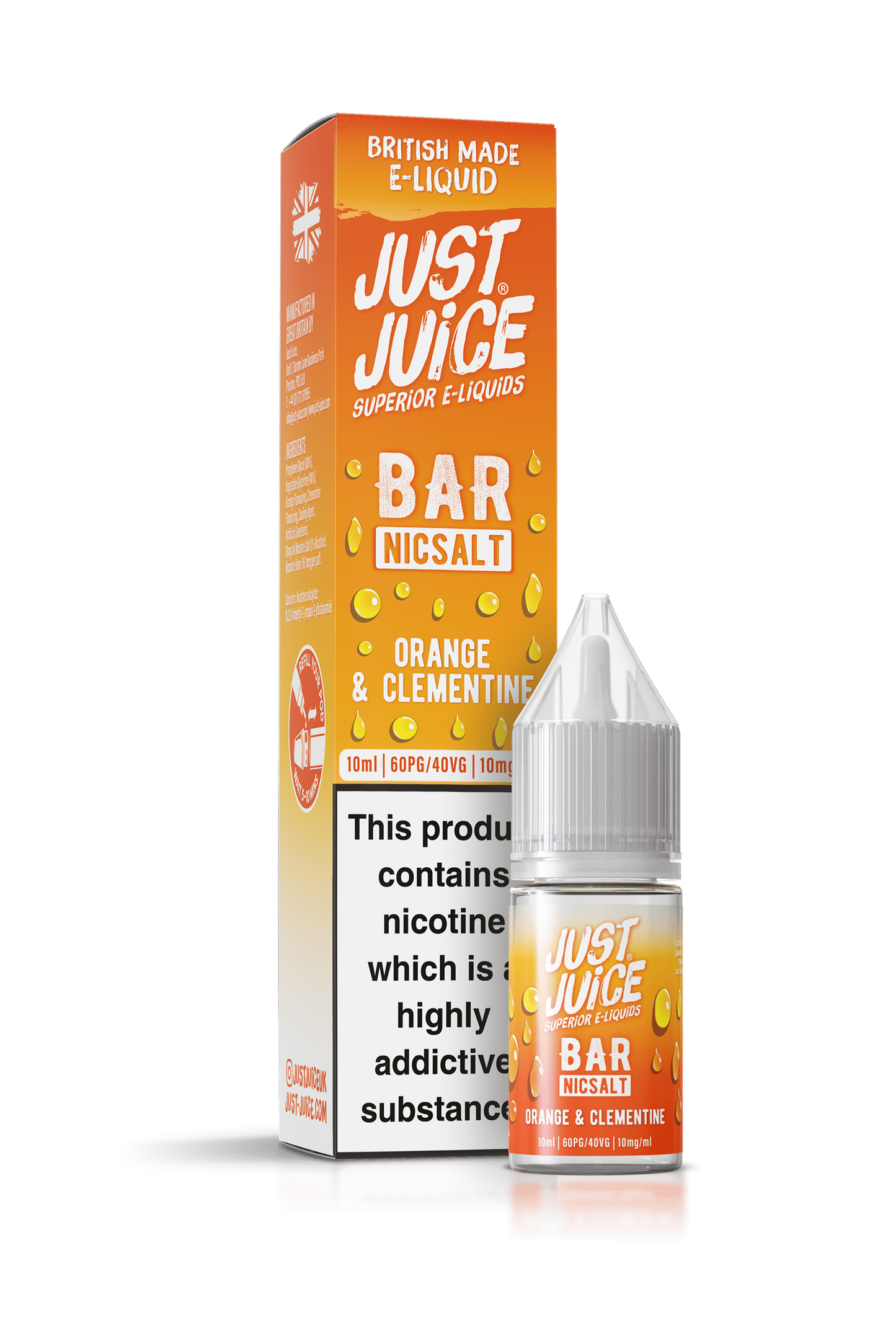 Just Juice Bar Range Nicotine Salts | 10ml Disposable Flavours | ORANGE & CLEMENTINE | 5mg / 10mg / 20mg Nic Salt - IFANCYONE WHOLESALE