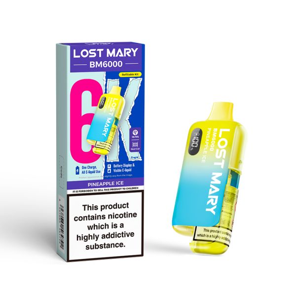 Lost Mary | BM6000 Pre-Filled Pod Vape Kit (Refillable Edition) | 1000mAh | 2ml + 10ml Design | 20mg Nicotine Salts | Various Flavours