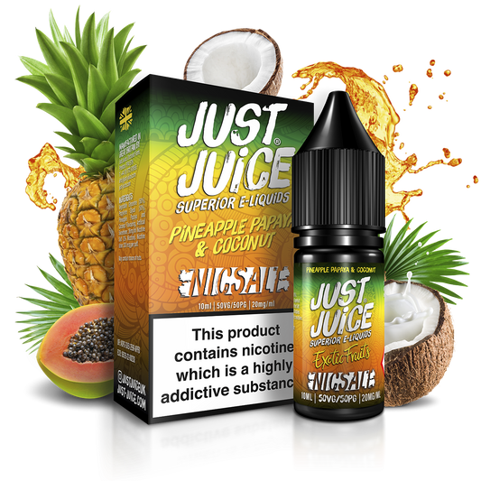 Just Juice Exotic Fruits Nic Salts | Pineapple Papaya & Coconut | 10ml Single | 11mg / 20mg Nicotine Salt