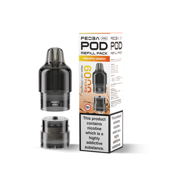 FEOBA | 6000 PRO Replacement Refill Pods | 2ml + 10ml Design | 20mg Nicotine Salts | Various Flavours