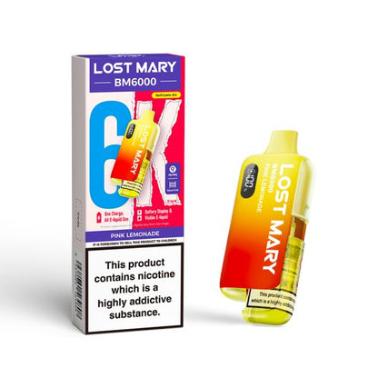 Lost Mary | BM6000 Pre-Filled Pod Vape Kit (Refillable Edition) | 1000mAh | 2ml + 10ml Design | 20mg Nicotine Salts | Various Flavours
