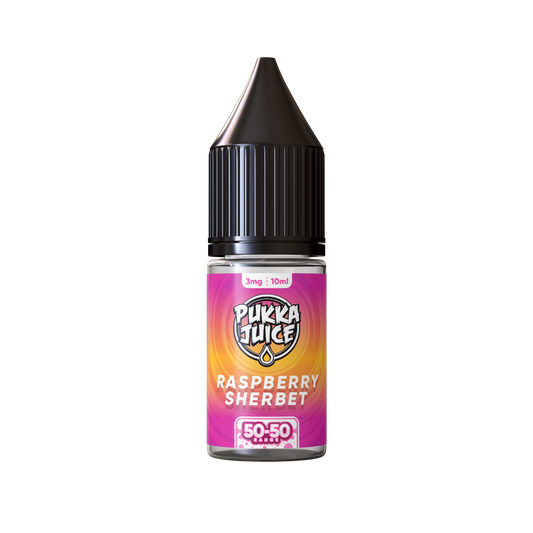 Pukka Juice | 50/50 Range | RASPBERRY SHERBET | 10ml TPD Bottles | Various Nicotine Strength - IFANCYONE WHOLESALE