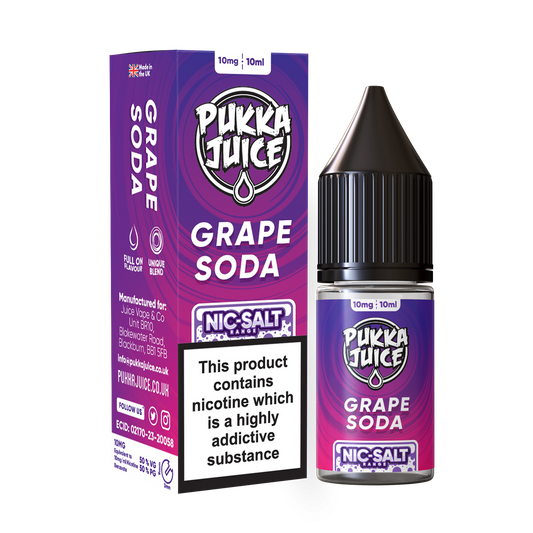 Pukka Juice Nicotine Salts | GRAPE SODA | 10ml | 10mg / 20mg Nic Salt - IFANCYONE WHOLESALE